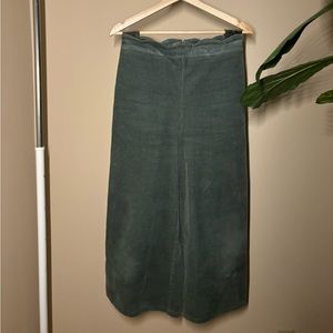 Free People wide-legged turquoise / sage green corduroy pants, scalloped waist